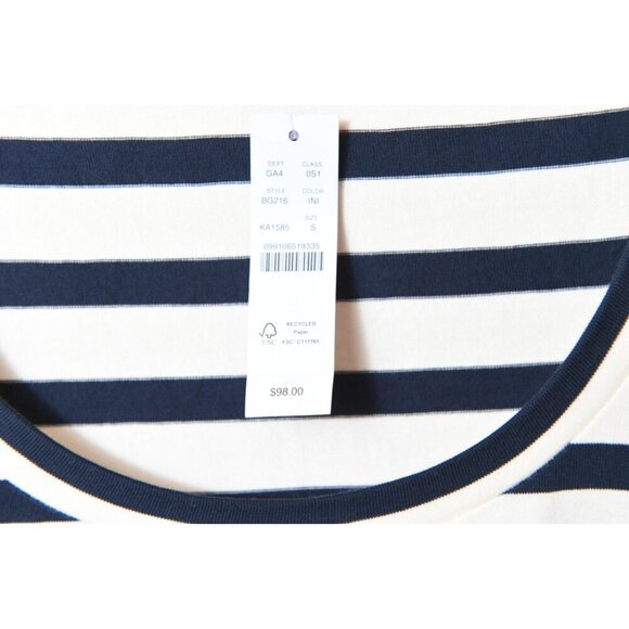 J. Crew Maxi Dress Navy White Stripe Scoop Neck Short Sleeve Size S NEW - Picture 3 of 11